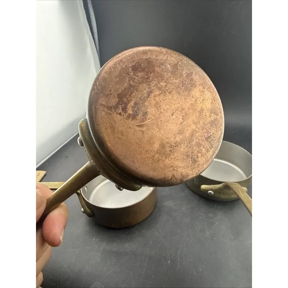 Mauviel 1830 France Copper Mini Saucepan Set of 3 Brass Handle M'Minis Lined 9cm